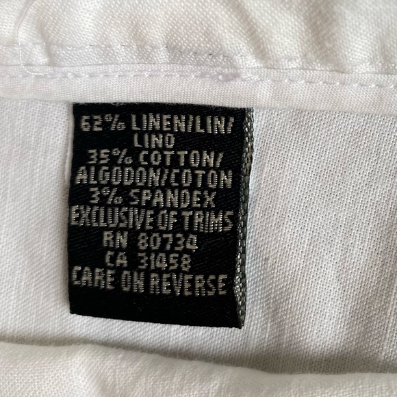 BCBG MaxAzria White Linen Cotton Blend Wide Leg Pant Size 6 - Picture 8 of 9